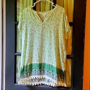 J Jill gauze short sleeved multi colored blouse boho western